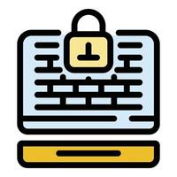 Protected home computer icon color outline vector