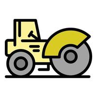 Highway road roller icon color outline vector