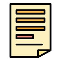 Paper document report icon color outline vector