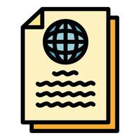 Global report icon color outline vector