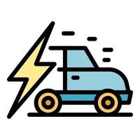 Electric car icon color outline vector
