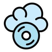 Audio data cloud icon color outline vector