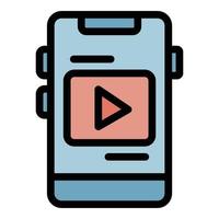 Smartphone video record icon color outline vector