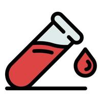 Blood test tube drop icon color outline vector