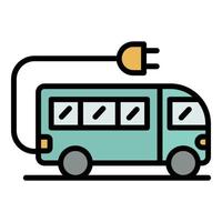 Electric school bus icon color outline vector