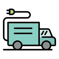 Electric plug in truck icon color outline vector