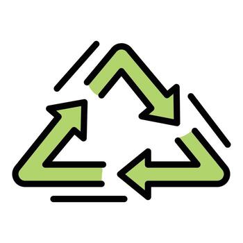 Recycle triangle icon color outline vector