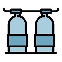 Oxygen tanks icon color outline vector