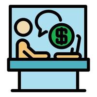 Financial worker icon color outline vector