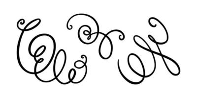 Squiggle and swirl lines. Set of hand drawn calligraphic swirls. Vector illustration