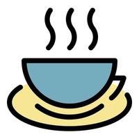 vector de contorno de color de icono de taza de té de desayuno
