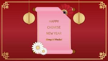 Happy chinese new year and gong xi fa cai greeting background vector