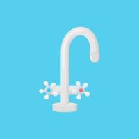 Faucet plumbing equipment for water supply. Metal tap isolated in blue background. Vector illustration