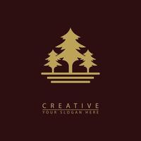 golden fir tree icon logo vector