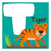 alfabeto letra t con animal bueno para la educación de los niños vector