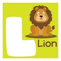 alphabet letter l with animal good for kid education vector