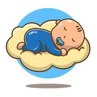 sleep baby on cloud vector illustration