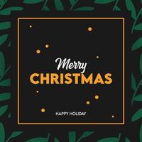 Merry Christmas greeting card for social media template Black backdrop vector