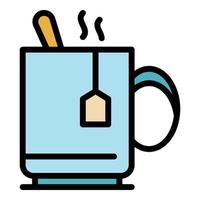 Cup of tea icon color outline vector