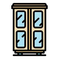 Mirror wardrobe icon color outline vector