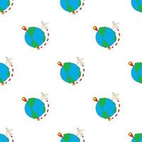 Travelling by plane around the world pattern seamless vector