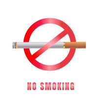 Indoor and outdoor facility no smoking safety sign bright red realistic with smoldering cigarette vector illustration