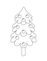 A doodle-style Christmas tree. Contour drawing. Coloring book for kids vector