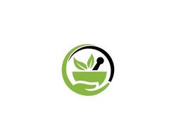 Herbal Medicine Pharmacy Logo Design Vector Concept Template Icon.