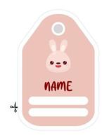 Note of cute animal label  illustration. Memo, paper, kindergarten, name tag, kid icon. Vector drawing.