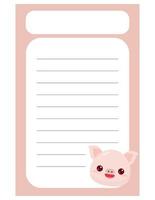 Note of cute animal label  illustration. Memo, paper, kindergarten, name tag, kid icon. Vector drawing. writing paper