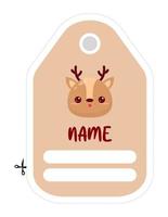 Note of cute animal label  illustration. Memo, paper, kindergarten, name tag, kid icon. Vector drawing.