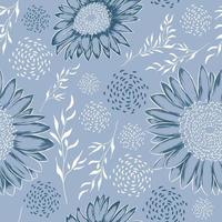 Flower seamless pattern with abstract and leaf ornament on baby blue color. pattern for paper, textile, fabric, print, decor ornament, cover etc vector