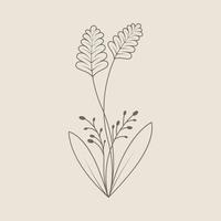 Leaves and Flowers Line Doodle vector