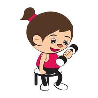 clipart de la versión de dibujos animados de la mujer ejercitada por dumbbell vector