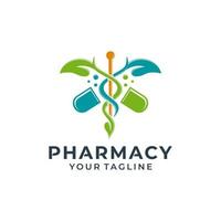 diseño de logotipo de farmacia médica vector