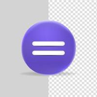 3D button one round icon 3d minimalist style. vector