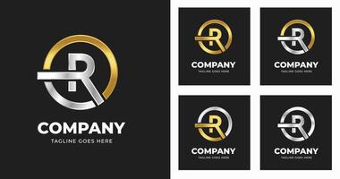 Letter R logo template design with luxury circle variation concept modern vector