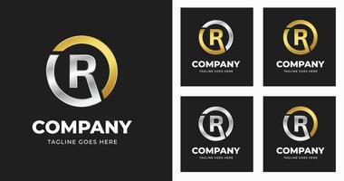 plantilla de diseño de logotipo de letra r con estilo de forma de círculo de lujo vector