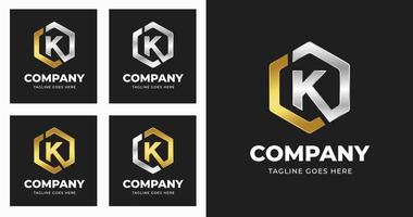diseño de plantilla de logotipo de letra k con concepto de variación geométrica de lujo moderno vector