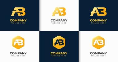 Set of creative letter A B logo template with variation shape design collection vector