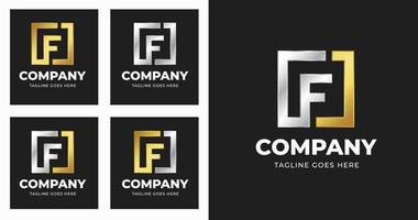 plantilla de diseño de logotipo de letra f con estilo de forma cuadrada de lujo vector