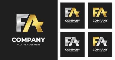 diseño de plantilla de logotipo de letra fa con concepto de variación de lujo moderno vector
