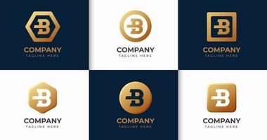 Big bundle set of luxury letter B logo design. Vector design element, with variety B logo geometric style element, business sign, logos, identity, vector illustrations.