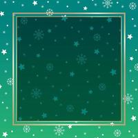 Cute Merry Christmas Santa Claus Winter Snow Snowflake Snowman Confetti Decorative Square Post Card Poster Banner Green Gold Background Copy Space Square Template Border Frame Christmas Advertising vector