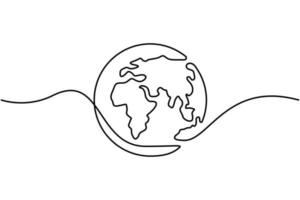 Continuous one line drawing a world map vector on white background. World map point and line composition concept of global business. Vector illustration Free Vector