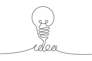 Continuous line drawing. Electic light bulb on white background. Startup business idea concept with editable stroke. free download Vector illustration