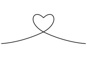 Continuous heart black line icon. Continuous line drawing love symbol on white background. Decoration element for valentine, wedding, invitation card. Vector illustration. Free Vector