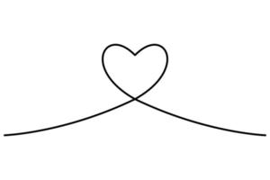 Continuous heart black line icon. Continuous line drawing love symbol on white background. Decoration element for valentine, wedding, invitation card. Vector illustration. Free Vector