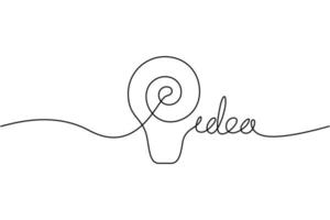 Continuous line drawing. Electic light bulb on white background. Startup business idea concept with editable stroke. free download Vector illustration