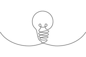 dibujo de línea continua. bombilla eléctrica sobre fondo blanco. concepto de idea de negocio de inicio con trazo editable. ilustración vectorial de descarga gratuita vector